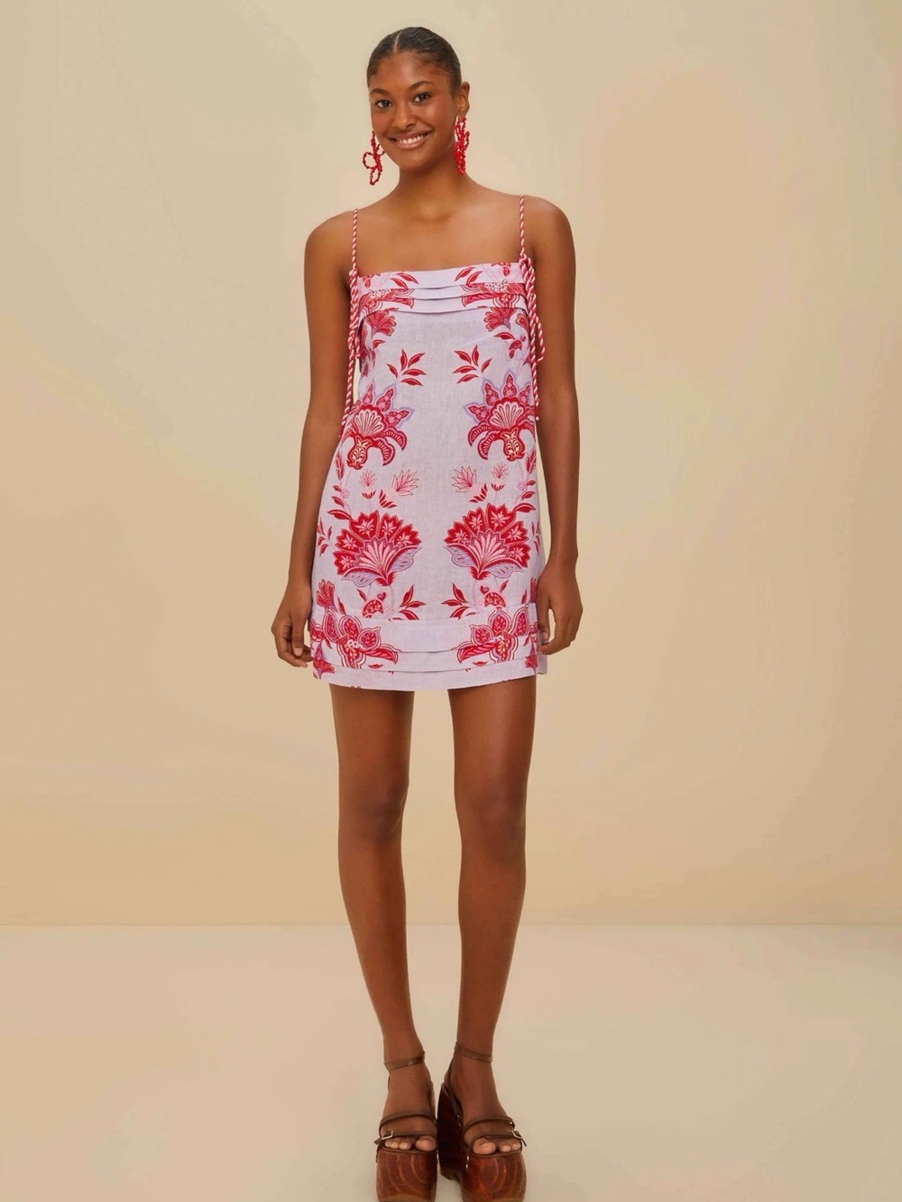 Purple and Red Floral Embroidered Mini Dress